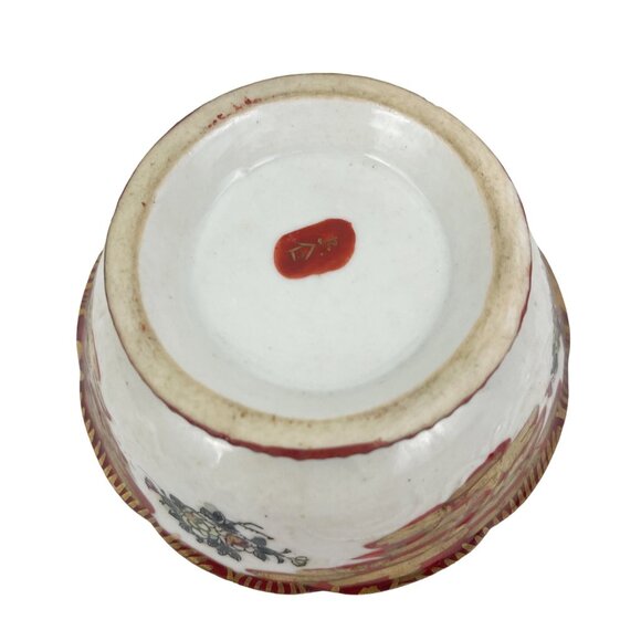 Antique Hand Painted Japanese Kutani Covered Rice Bowl With Lid Intricate Geisha - Picture 10 of 11